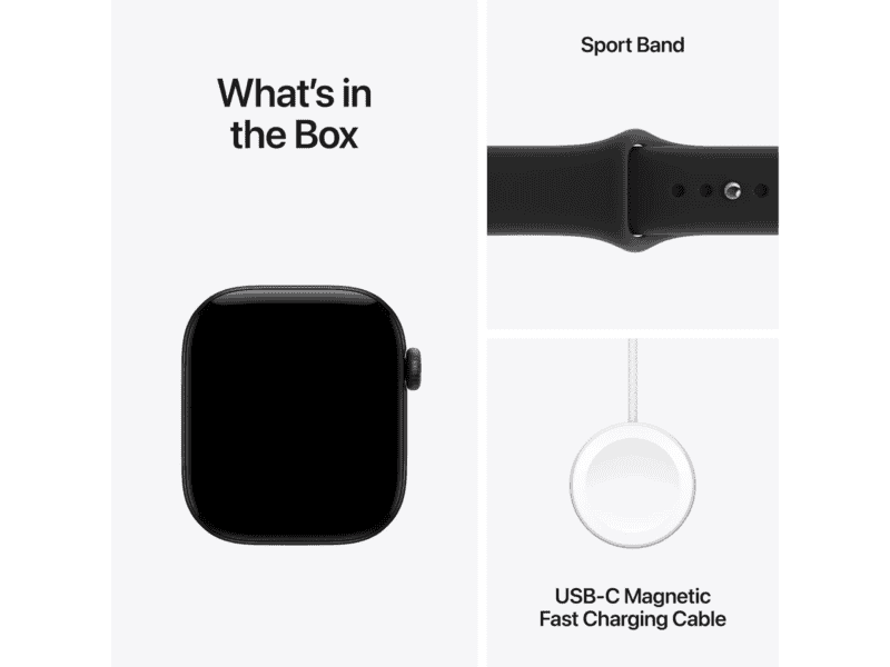 apple watch series 12 gps + cellular 42mm black aluminium case with black sport band s/m, model a3582