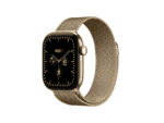 apple watch series 12 gps + cellular 42mm radiant gold titanium case with radiant gold milanese loop, model a3582
