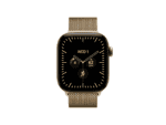 apple watch series 12 gps + cellular 42mm radiant gold titanium case with radiant gold milanese loop, model a3582