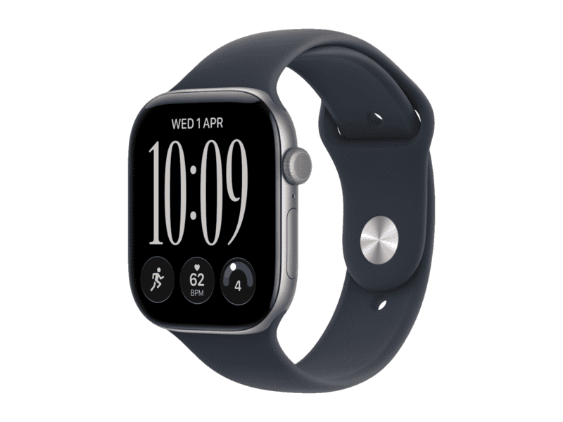 apple watch series 12 gps 46mm space grey aluminium case with navy blue sport band s/m, model a3584 apple watch series 12 gps 46mm space grey aluminium case with navy blue sport band s/m, model a3584