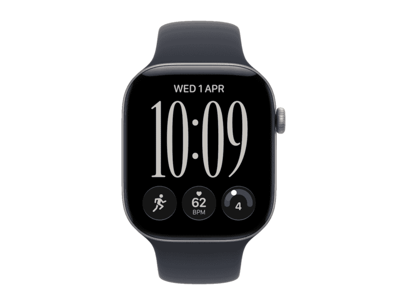apple watch series 12 gps 46mm space grey aluminium case with navy blue sport band s/m, model a3584