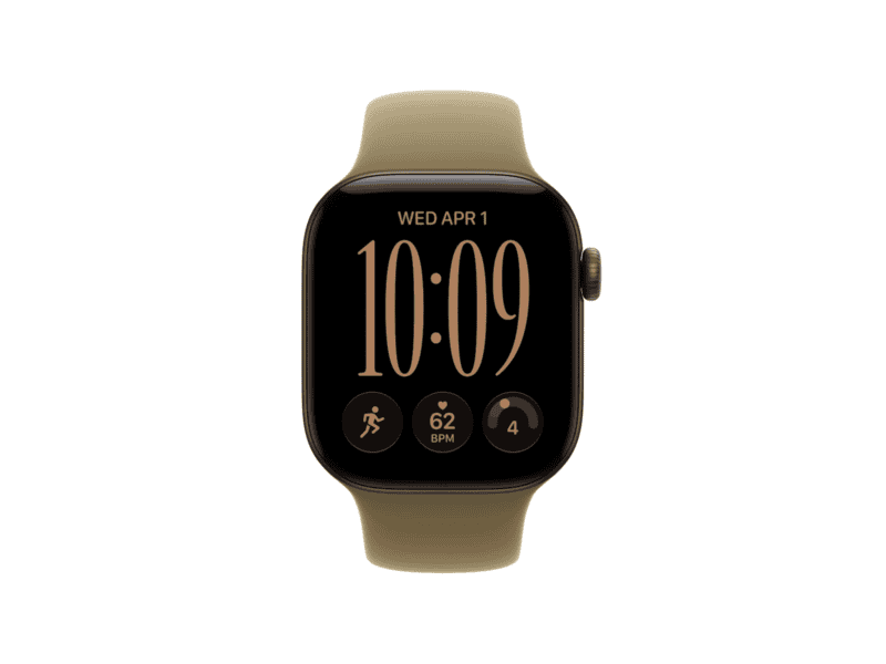 apple watch series 12 gps + cellular 46mm dark bronze aluminium case with olive sport band m/l