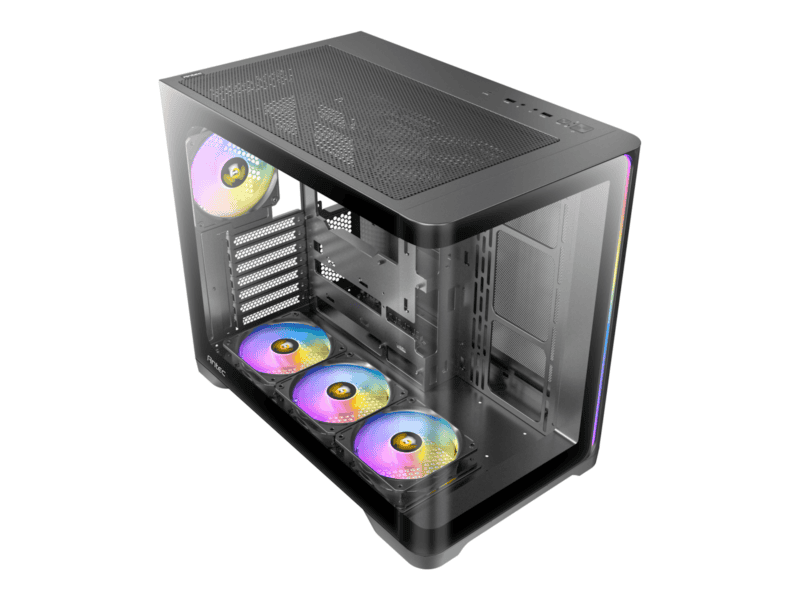 antec c5 curved argb atx | micro atx | itx argb dual chamber mid tower gaming chassis black