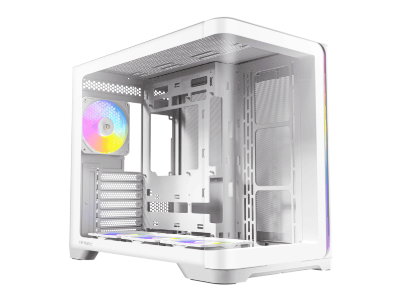 antec c5 curved argb atx | micro atx | itx argb dual chamber mid tower gaming chassis white