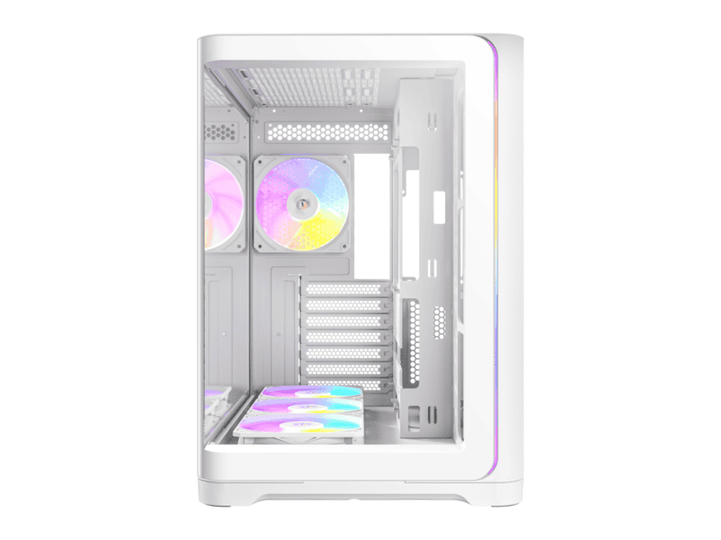 antec c5 curved argb atx | micro atx | itx argb dual chamber mid tower gaming chassis white