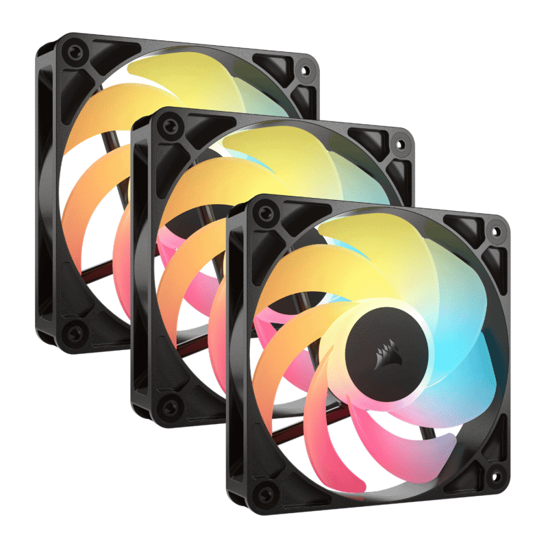 corsair rs120 r argb 120mm pwm reverse fans triple pack black