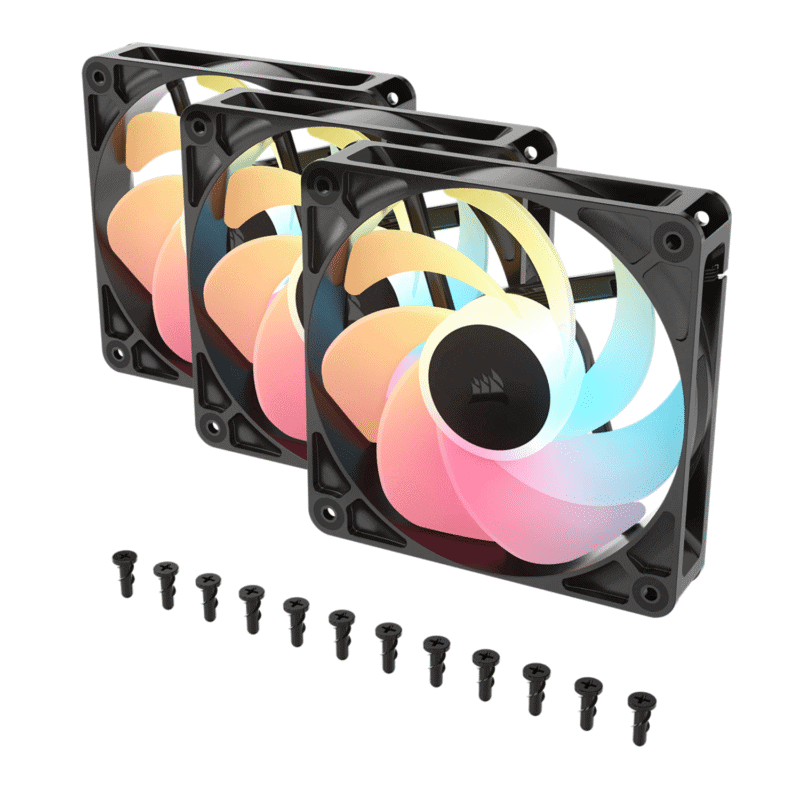 corsair rs120 r argb 120mm pwm reverse fans triple pack black