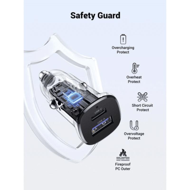 ugreen car charger fast charging 30w 2ports