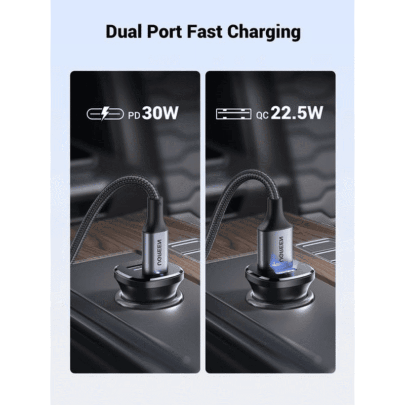 ugreen car charger fast charging 30w 2ports