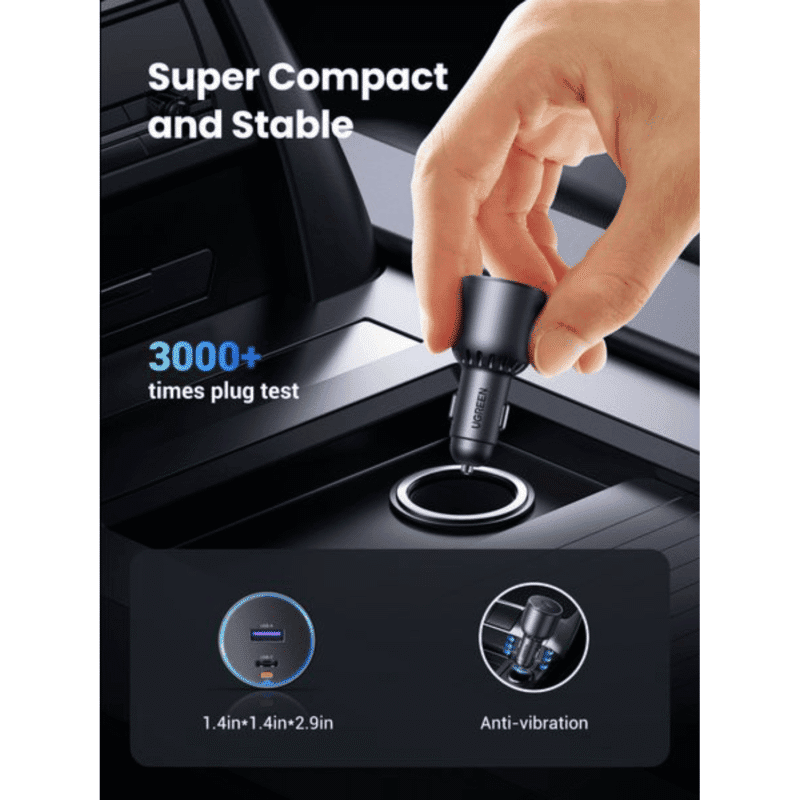 ugreen 63w type c + usb a fast car charger