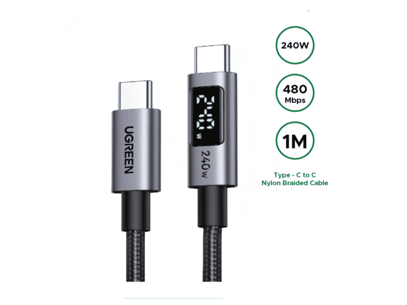 ugreen 240w usb type c cable with led display 1m