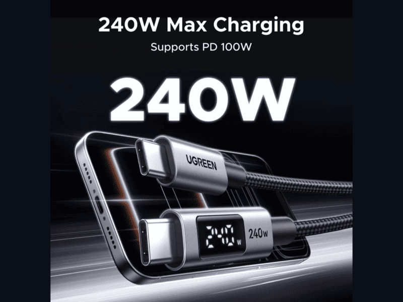 ugreen 240w usb type c cable with led display 1m