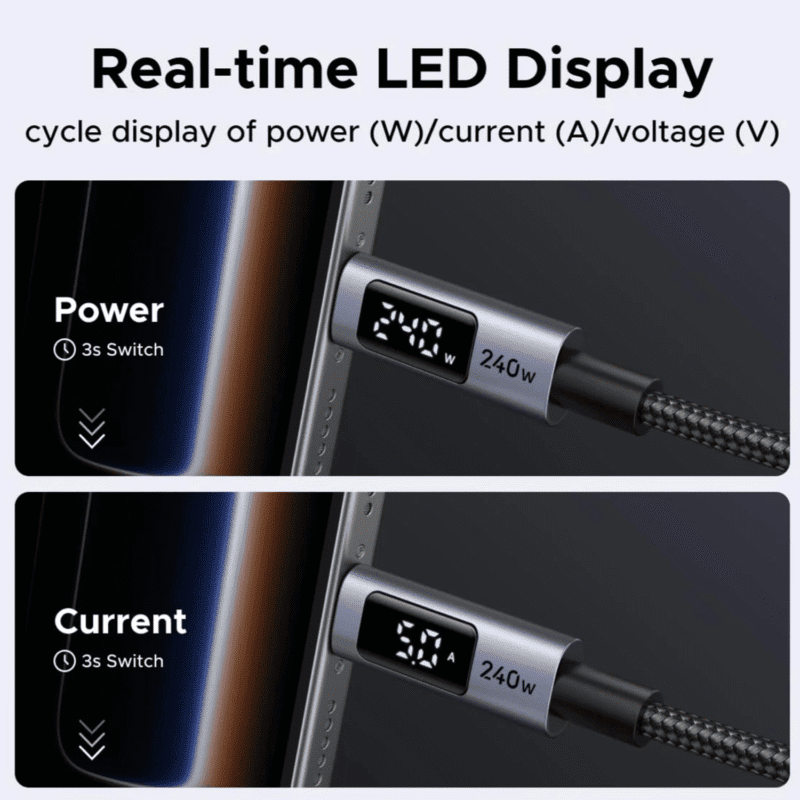 ugreen 240w usb type c cable with led display 2m