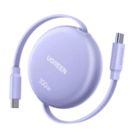 ugreen 100w fast charging retractable usb type c cable 1m purple