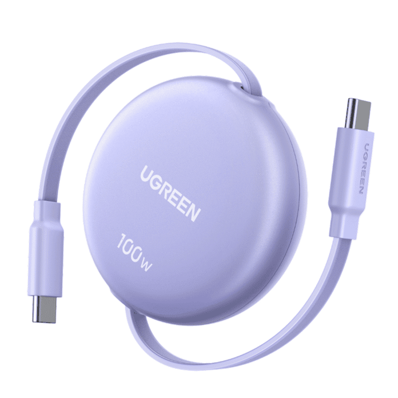 ugreen 100w fast charging retractable usb type c cable 1m purple