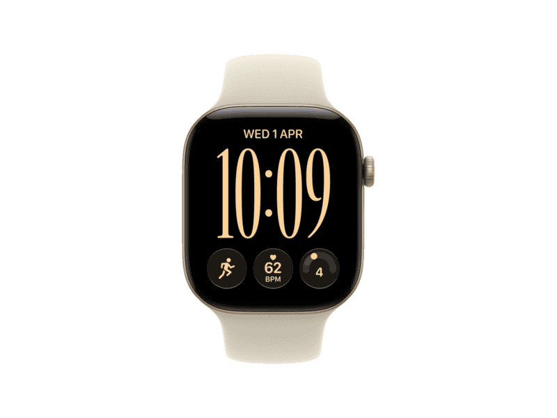 apple watch series 12 gps 42mm light gold aluminium case with sand sport band s/m, model a3581