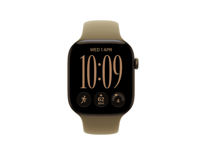 apple watch series 12 gps 42mm dark bronze aluminium case with olive sport band s/m, model a3581