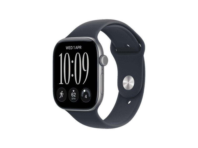 apple watch series 12 gps 46mm space grey aluminium case with navy blue sport band m/l, model a3584 apple watch series 12 gps 46mm space grey aluminium case with navy blue sport band m/l, model a3584