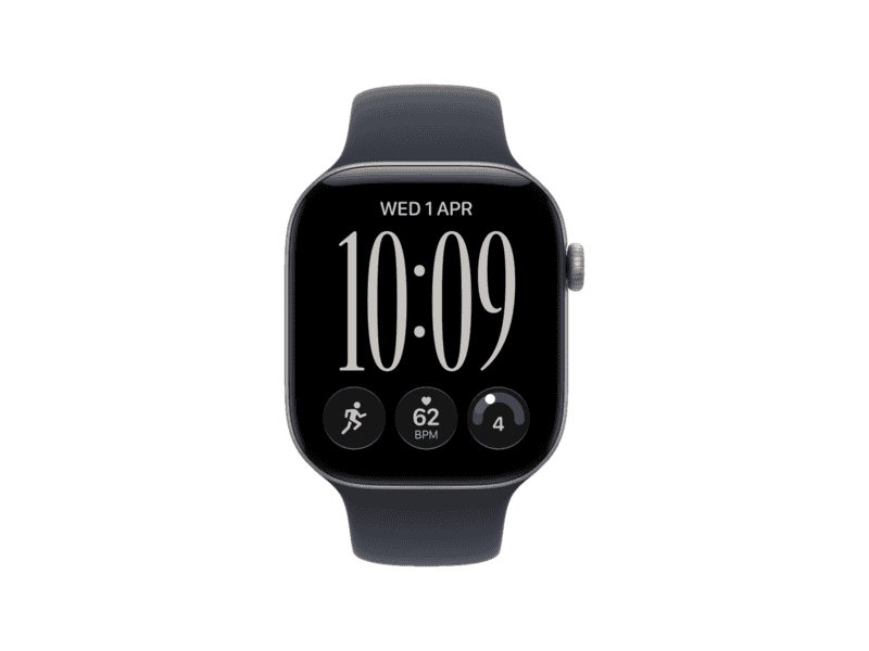apple watch series 12 gps 46mm space grey aluminium case with navy blue sport band m/l, model a3584