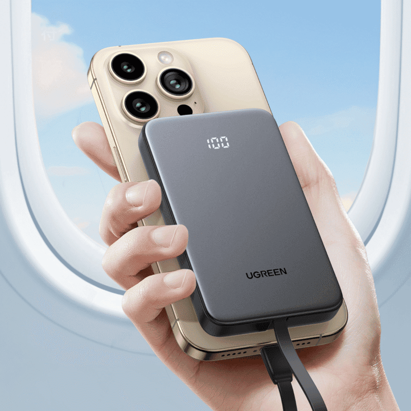 ugreen 10000mah 20w power bank with built in cable