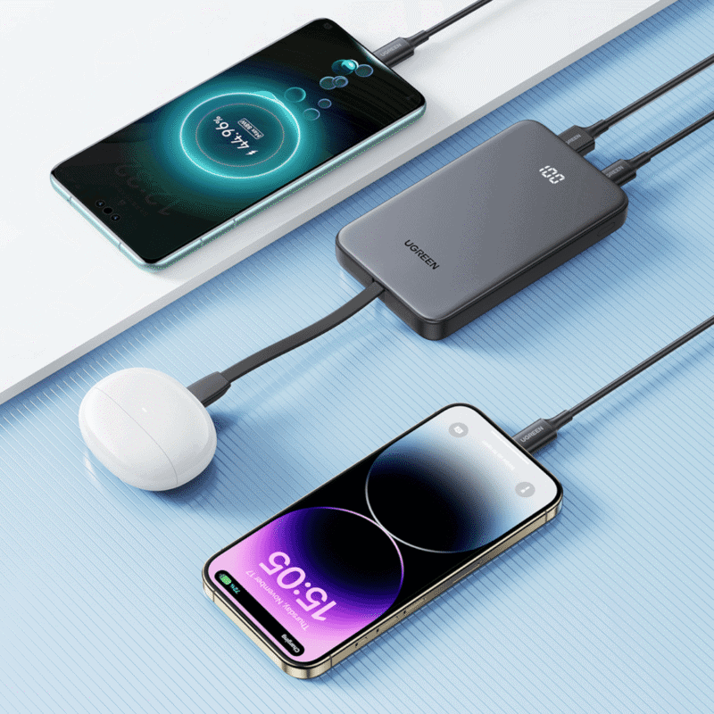 ugreen 10000mah 20w power bank with built in cable