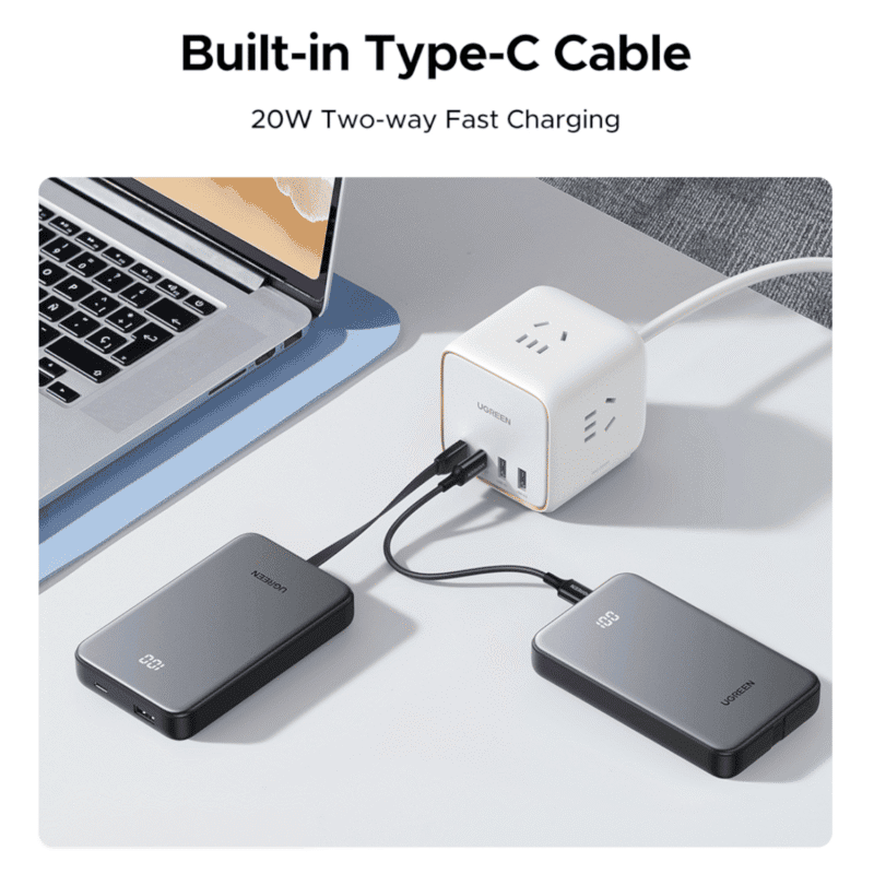 ugreen 10000mah 20w power bank with built in cable