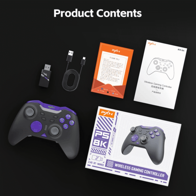 pxn p5 8k wireless gaming controller black (pc/switch/android/ios)