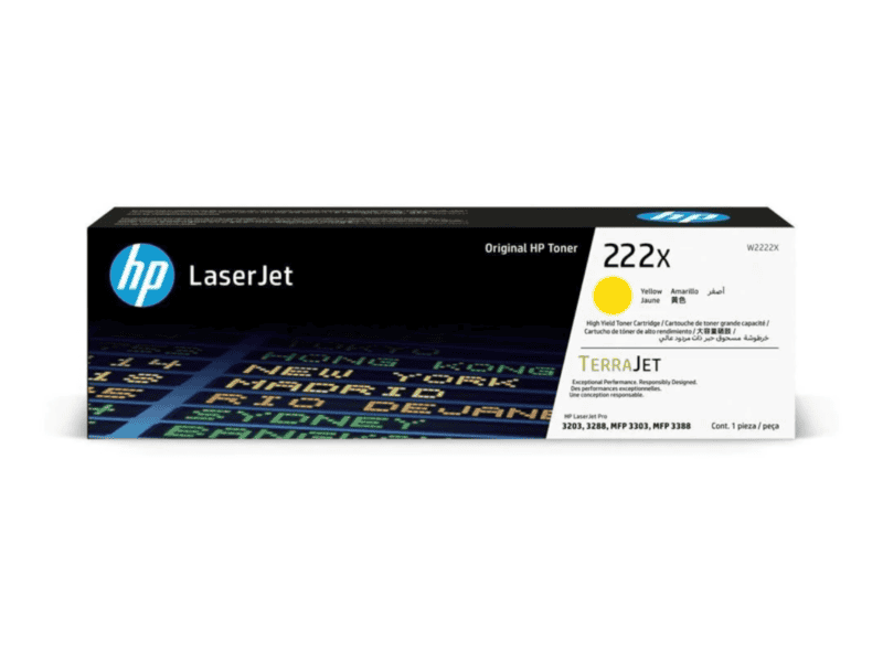 hp 222x high yield original yellow laserjet toner cartridge for hp laserjet pro 3203: 3288: mfp 3303: mfp 3388